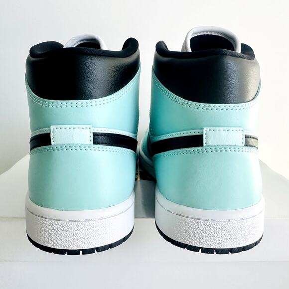 Nike Womens Air Jordan 1 Mid Light Dew/Teal Mint/Noir 12 NEW Unisex BQ6472-300 - Picture 8 of 12